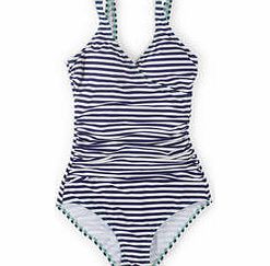 Boden Wrap Front Swimsuit, Black,Sailor Blue/Ivory