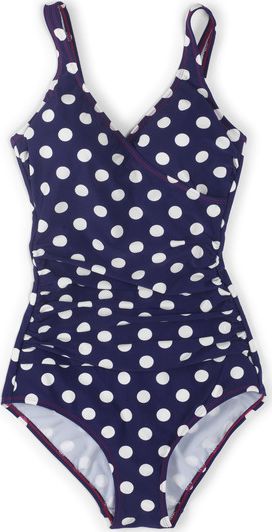 Boden Wrap Front Swimsuit Sailor Blue Spot Boden,