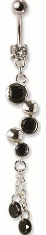 Body Jewellery Body Piercing Jewellery Swarovski Crystals Belly/Navel Bar - Black Crystals