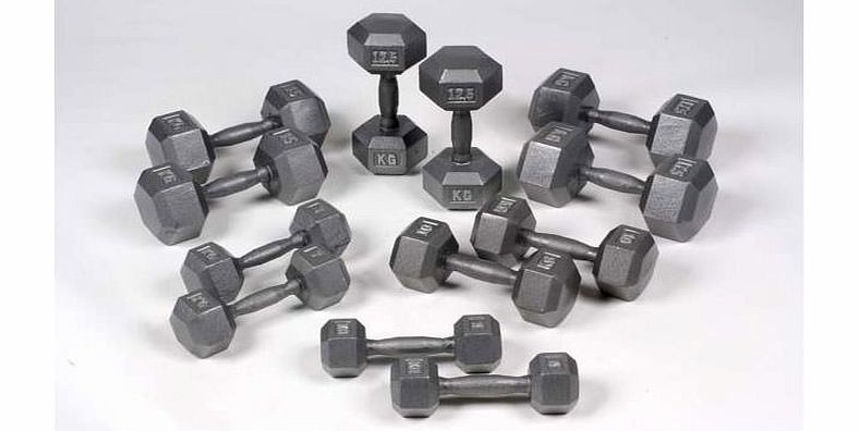 Body Power 5-17.5Kg Hex Dumbbell Set (6 Pairs)