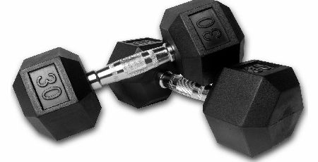 Body Power Rubber Hex Ergo Dumbbells - 10Kg (x2)