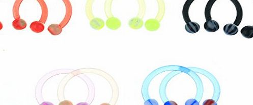 BODYA 10x 16G Arcylic Horseshoe Barbell Labret Nose Lip Eyebrow Earring Ear Tragus