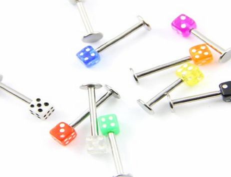 BODYA 316L Surgical Steel 16 Guage 1.2mm 10pcs Dice Labrets Lip Ear Bone Bar Stud Chin Tongue Ring Body Pi