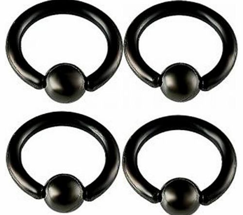 bodyjewelry 14G 14 Gauge 1.6mm 5/16 8mm Black steel eyebrow lip bars ear tragus Nipple rings closure bcr captive bead ACSA Body Piercing Jewellery 4Pcs