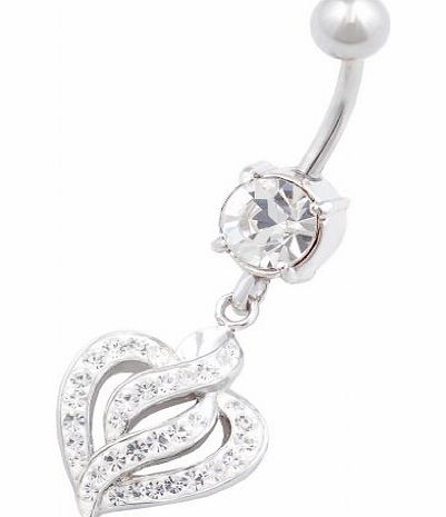 bodyjewelry 316L surgical steel 14g Heart dangle belly bar 3/8 body piercing cool navel rings jewellery EAOO