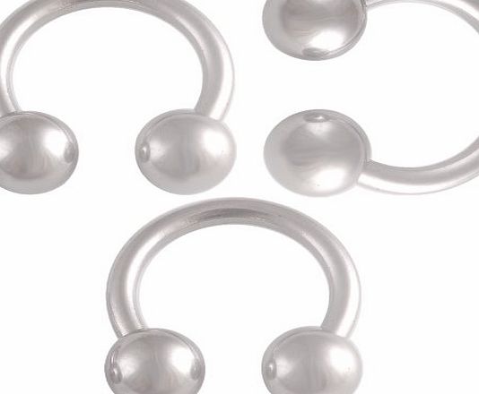 bodyjewelry 3Pcs 14g 14 gauge 1.6mm 3/8 10mm Steel circular barbell eyebrow bar lip tragus horseshoe rings AIUX Pierced Body Jewellery