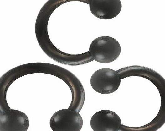 bodyjewelry 3Pcs 16g 16 gauge 1.2mm 1/4 6mm Black color anodized steel circular barbell eyebrow bar lip tragus horseshoe rings EABU Body Piercing Jewellery