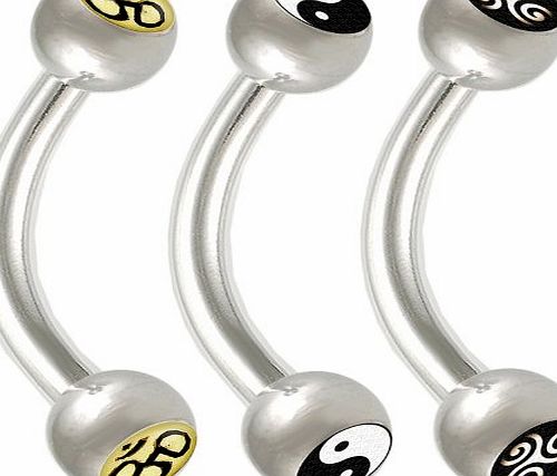 3Pcs 16g 16 gauge 1.2mm 3/8 10mm steel eyebrow lip piercing curved barbell tragus rings jewellery KBSZ