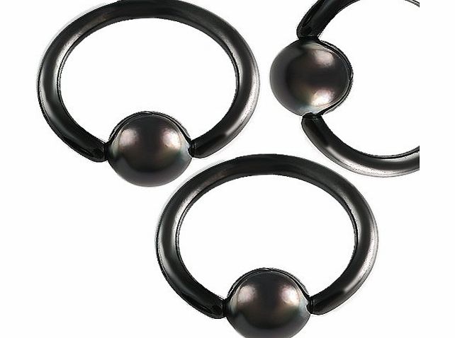 bodyjewelry 3Pcs 16g 16 gauge 1.2mm 5/16 8mm black Anodized Steel eyebrow lip bars ear tragus rings ball closure bcr captive bead AINF Pierced Body Jewellery