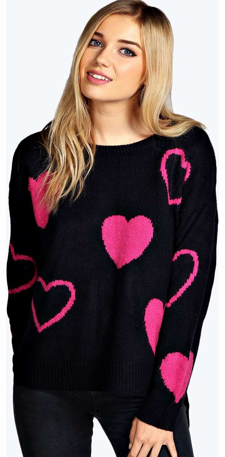 Abby Heart Soft Knit Jumper - navy azz14066