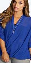 boohoo Abigail Woven Wrap Front Blouse - cobalt pzz97715