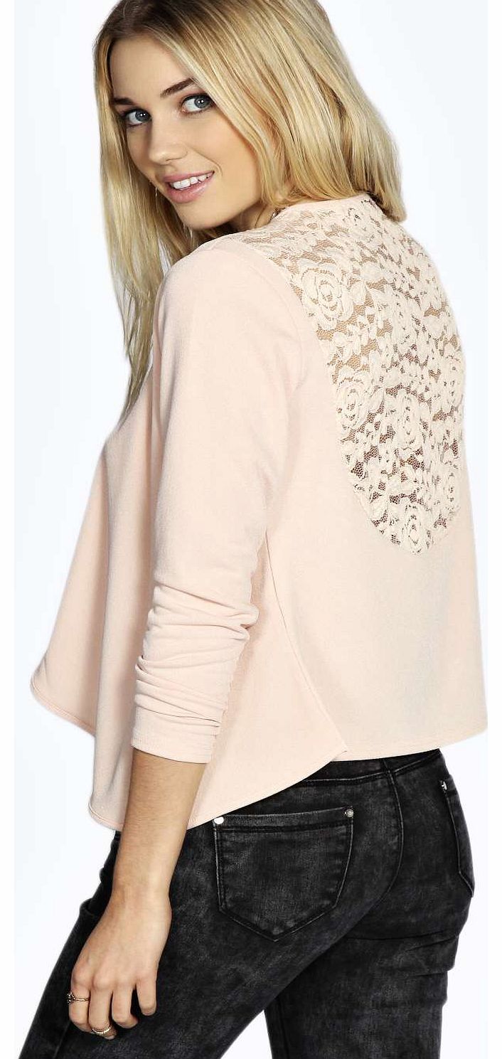 Aleen Lace Back Waterfall Jacket - blush azz16002