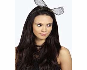 boohoo Alexa Lace Bow Ears Headband - black azz22903