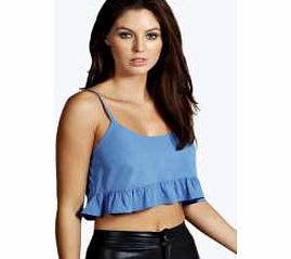 Alexis Crop Ruffle Hem Cami - blue azz20511