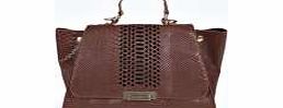 Amanda Snake Effect Winged Day Bag - brown