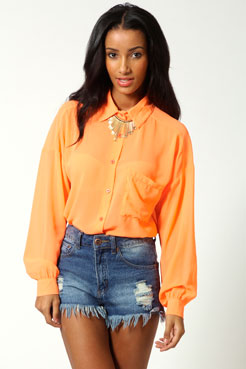 boohoo Amber Oversized Neon Blouse Female