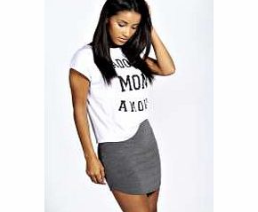boohoo Annabel Jersey Curved Hem Mini Skirt - charcoal
