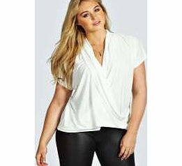 boohoo Antonia Slinky Wrap Front Blouse - ivory pzz99648