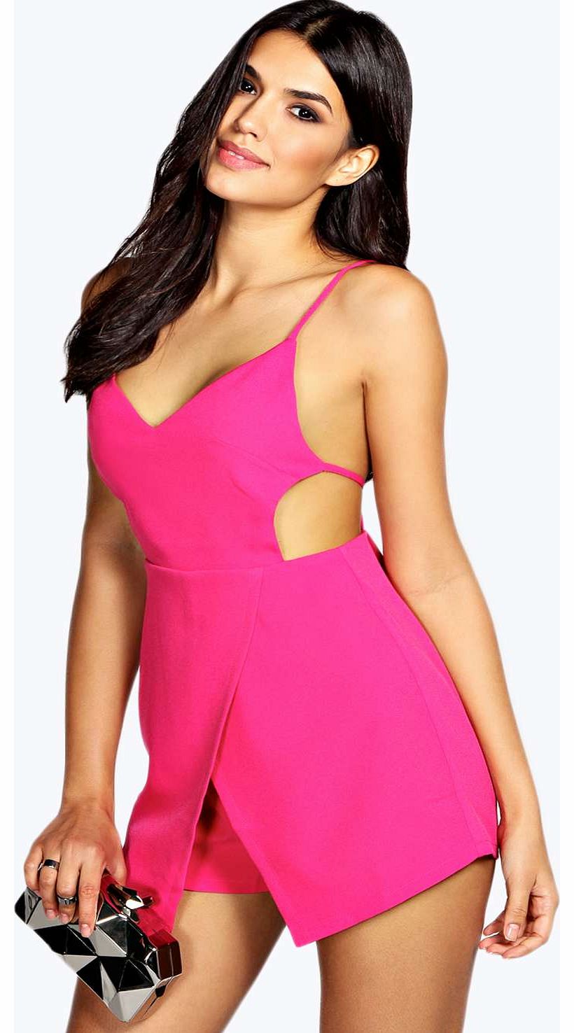 April Open Back Skort Playsuit - fuchsia azz18554