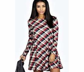 Avery Brushed Knit Checked Swing Dress - multi