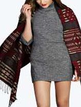 boohoo Aztec Printed Cape - red azz13756