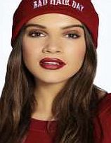 boohoo Bad Hair Day Slogan Beanie - wine azz20112