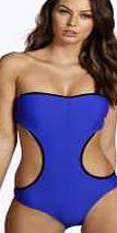 boohoo Bandeau Cut Out Swimsuit - cobalt azz14552