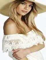 boohoo Bead Trim Straw Floppy Hat - white azz10774