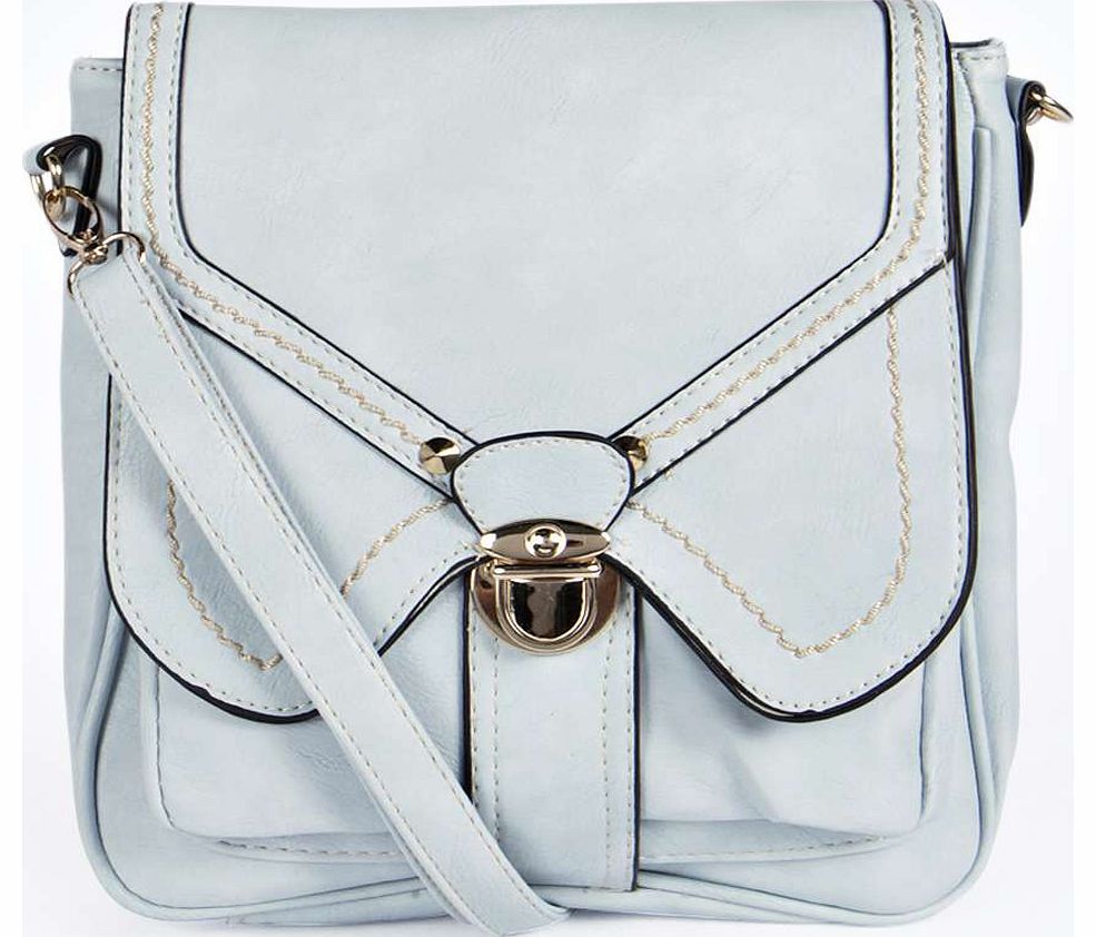 boohoo Bella Paneled Satchel Cross Body Bag - blue