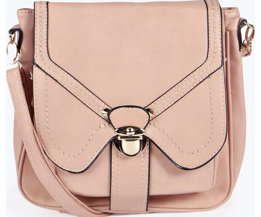 boohoo Bella Paneled Satchel Cross Body Bag - nude