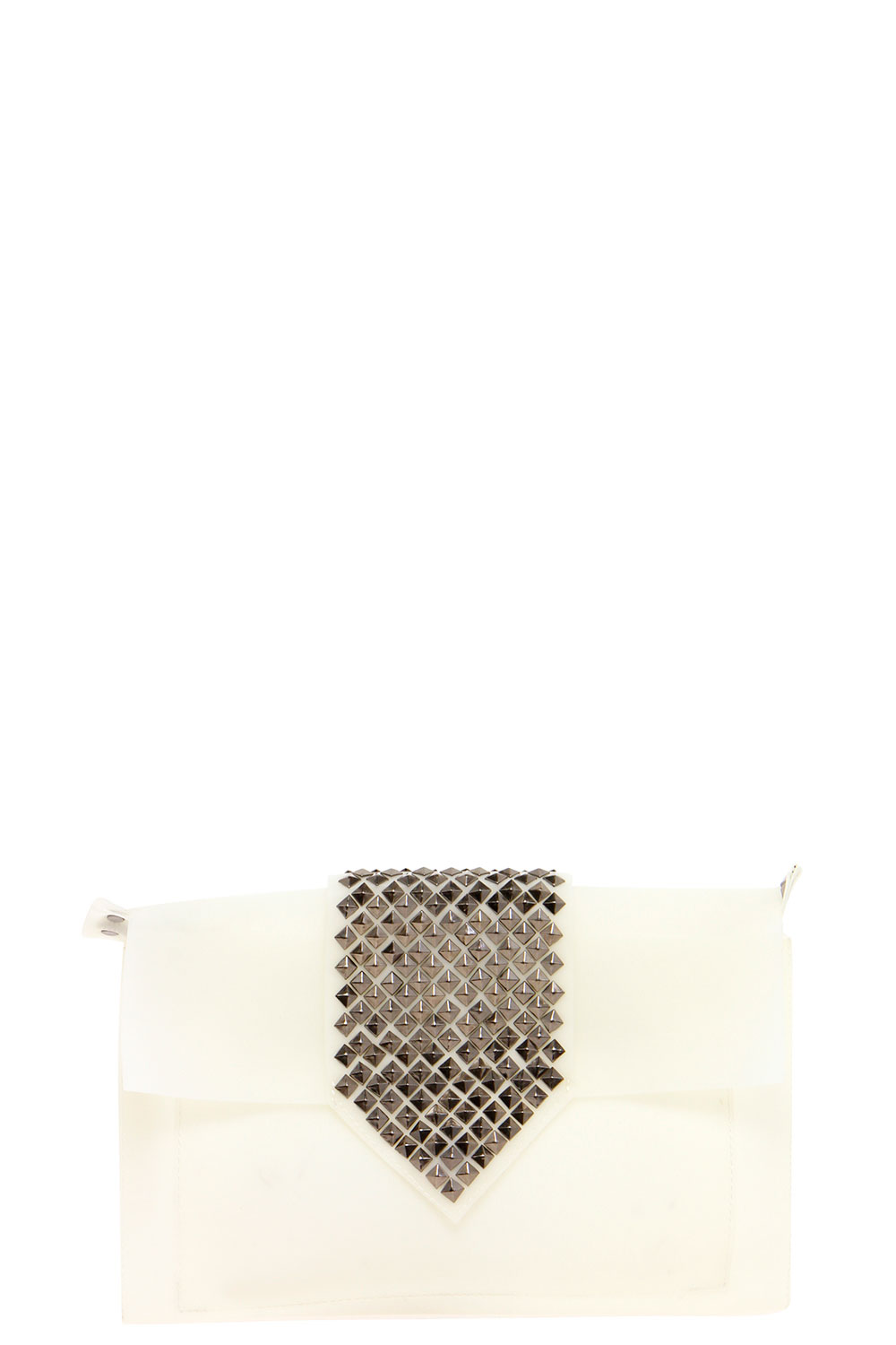 Billie Stud Front Clutch Bag - white