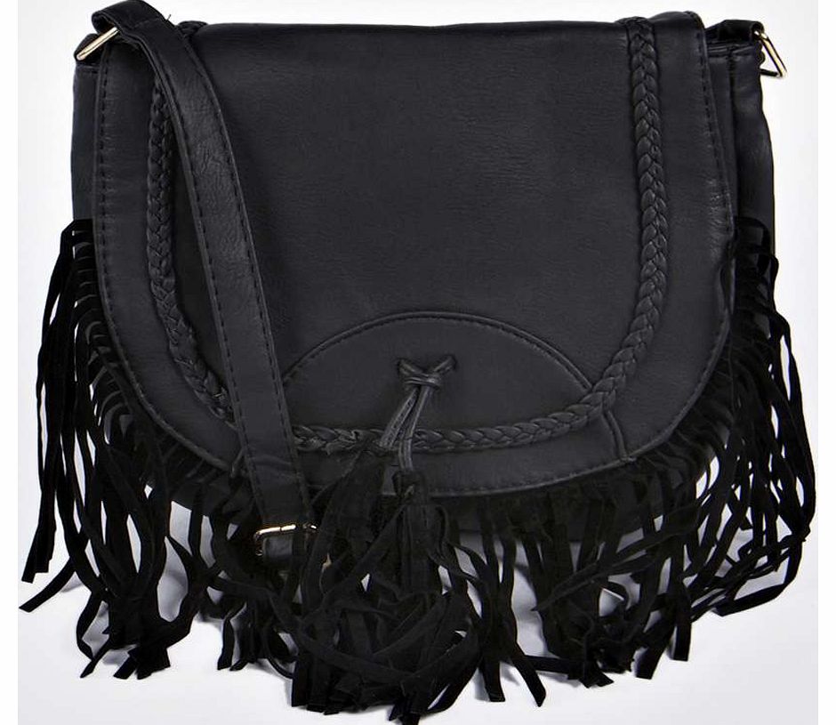 boohoo Billie Tassel and Plait Cross Body Saddle Bag -