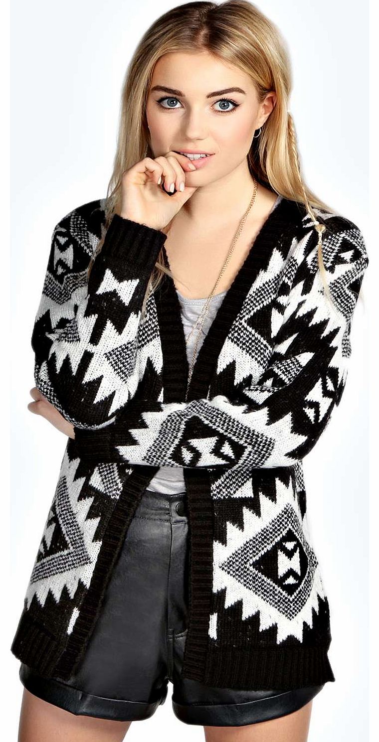 Bobbie Aztec Soft Knit Cardigan - cream azz16814