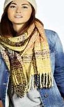 boohoo Boucle Check Oversize Tartan Scarf - mustard