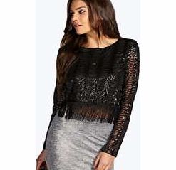 Boutique Eloise Scallop Sequin Tassel Zip Back