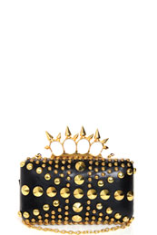 Callie Spiked Knuckle Handle Studded Box Clutch