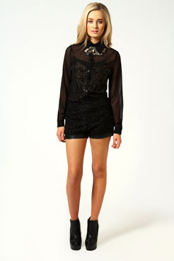 Cameron Corset Shape Lace And Chiffon Blouse