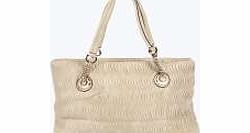 Chain Detail Textured Day Bag - cream azz09843