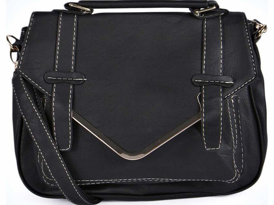 boohoo Charlotte Metal Trim Satchel Cross Body Bag -