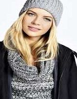 boohoo Chunky Waffle Lurex Knit Pom Beanie - grey