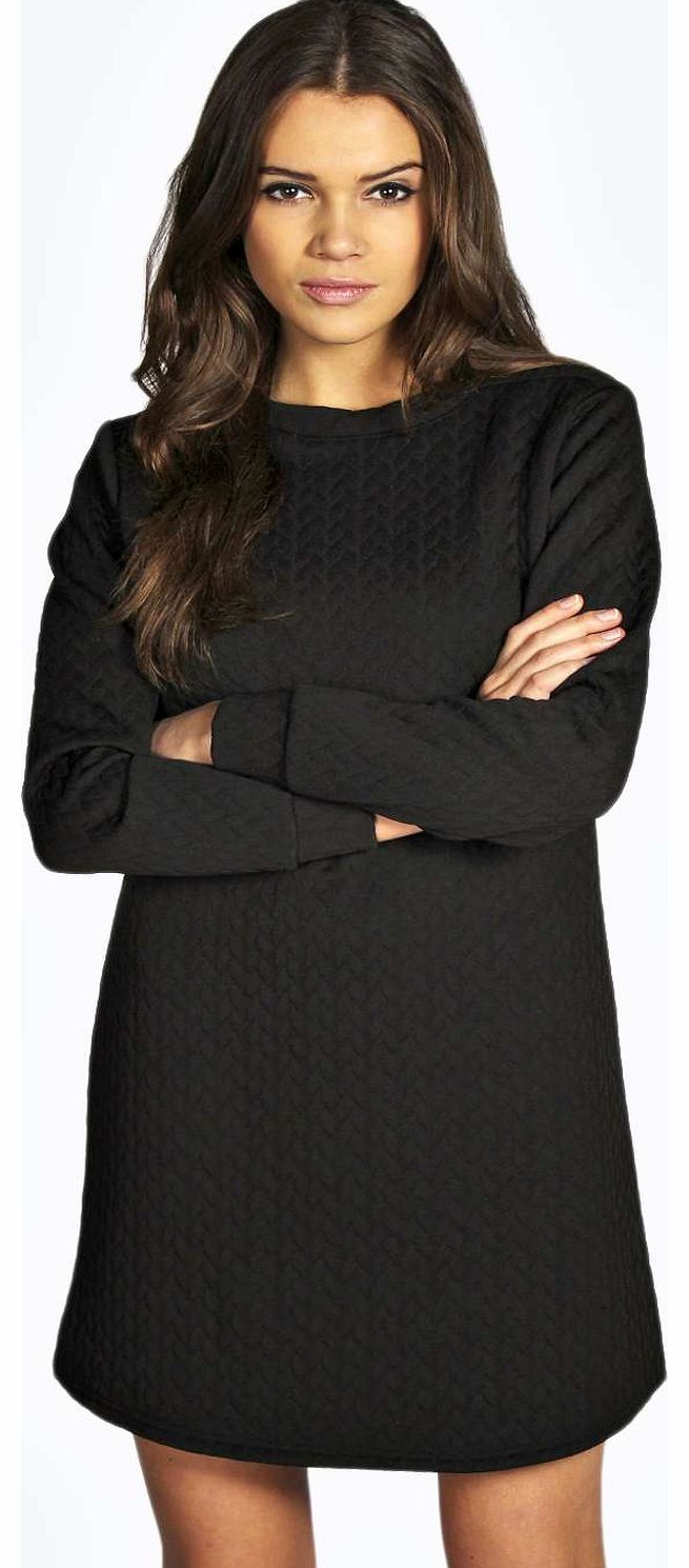Clare Textured Shift Dress - black azz14912