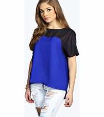 boohoo Contrast Panel Woven Blouse - navy azz11508