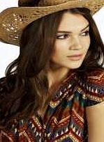 Cowboy Hat With Braid Trim - natural azz09080