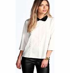 boohoo Crochet Daisy Trim Blouse - ivory azz16453