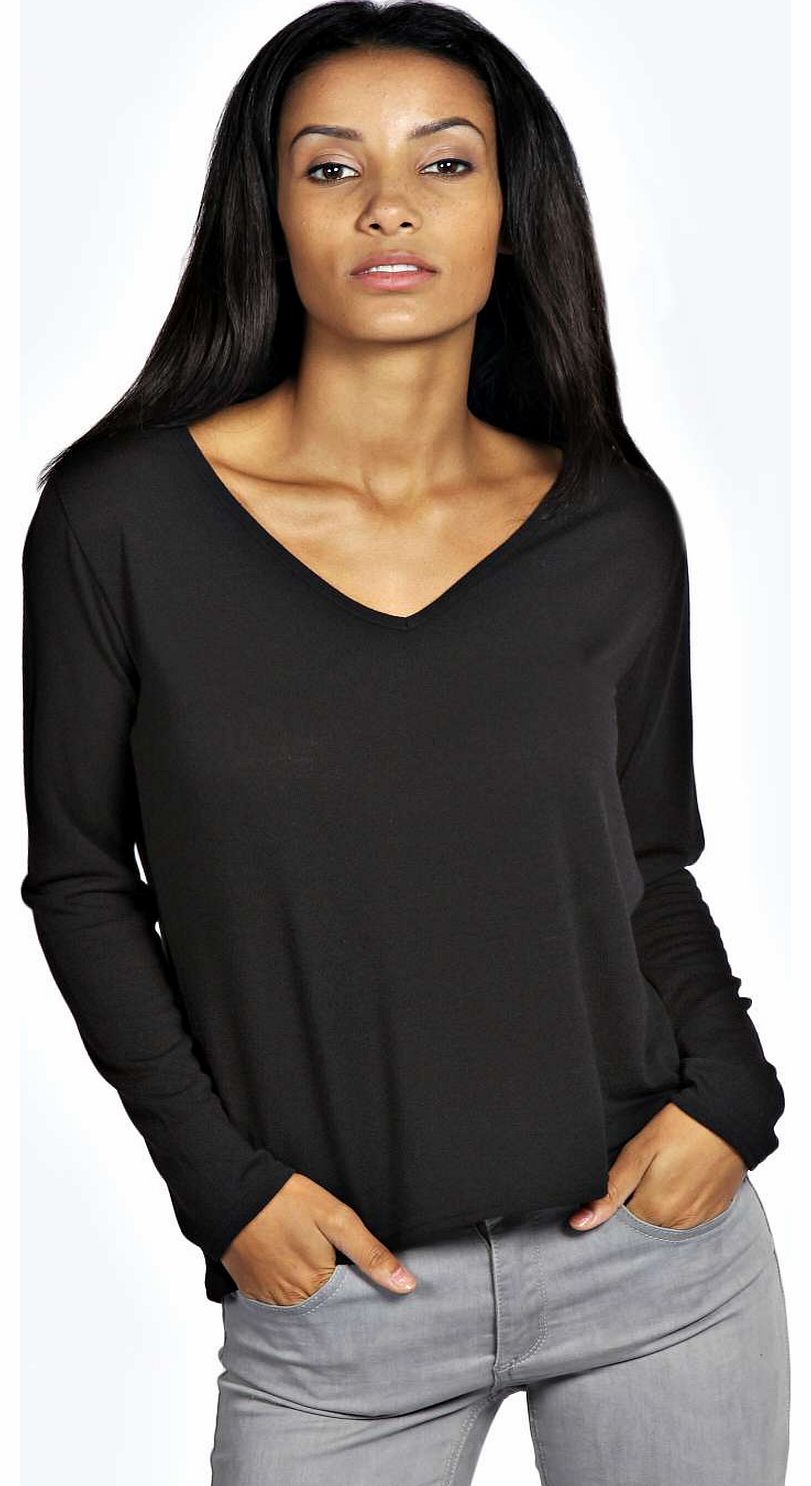 Daisy V Neck Boxy Jumper - black azz18750