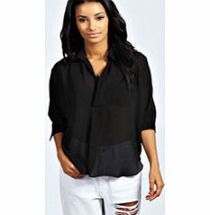 boohoo Danielle Wrap Front Oversized Blouse - black