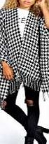 boohoo Dogtooth Cape - black azz24538