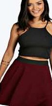 boohoo Elastic Waist Scuba Skater Skirt - berry azz07451