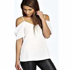 boohoo Eliza Woven Strappy Open Shoulder Blouse - ivory