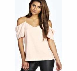 boohoo Eliza Woven Strappy Open Shoulder Blouse - nude